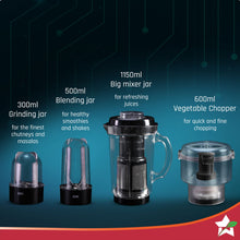 Load image into Gallery viewer, Nutri Blend Smart CKM Automatic Mixer Grinder with Dual Pulse Function|22000 RPM|100% Full Copper Motor|2 Unbreakable Jars|500 W|2 Years Warranty|Recipe book by Chef Sanjeev Kapoor| Black