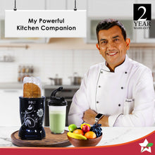 Load image into Gallery viewer, Nutri-blend BOLT Mixer, Grinder, Blender &amp; Smoothie Maker | 600W 22000 RPM 100% Full Copper Motor | Stainless steel Blades | 2 unbreakable jars with Sipper lid | 2 Year warranty | Recipe book by Chef Sanjeev Kapoor | Black