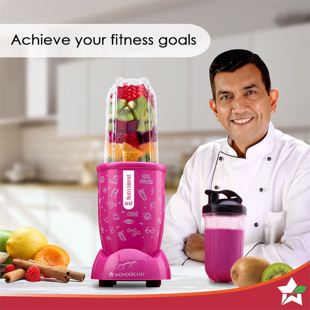 Nutri-blend GO, 22000 RPM 100% Full Copper Motor, 1 Unbreakable Jar, 400 W, 2 Years Warranty, Recipe book by Chef Sanjeev Kapoor, Pink