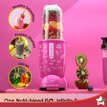 Load image into Gallery viewer, Nutri-blend GO, 22000 RPM 100% Full Copper Motor, 1 Unbreakable Jar, 400 W, 2 Years Warranty, Recipe book by Chef Sanjeev Kapoor, Pink