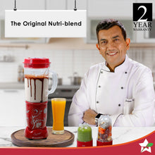 Load image into Gallery viewer, Nutri-blend Juicer, Mixer, Grinder, Blender &amp; Smoothie Maker |500W 22000 RPM 100% Full Copper Motor | Stainless steel Blades | 3 unbreakable jars | 2 Years warranty | Recipe book by Chef Sanjeev Kapoor | Red