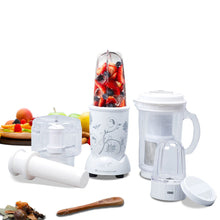 Load image into Gallery viewer, Nutri-blend Juicer, Mixer, Grinder, Smoothie Maker &amp; Chopper | Complete Kitchen Machine | 22000 RPM Blender, Chopper, Juicer | 400W 100% Full Copper Motor | SS Blades | 4 Unbreakable Jars | 2 Years Warranty | Recipe Book By Chef Sanjeev Kapoor | White