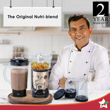 Load image into Gallery viewer, Nutri-blend Juicer, Mixer, Grinder, Smoothie Maker &amp; Chopper | Complete Kitchen Machine | 22000 RPM Blender, Chopper, Juicer | 500W 100% Full Copper Motor | SS Blades | 4 Unbreakable Jars | 2 Years Warranty | Recipe Book By Chef Sanjeev Kapoor | Champagne