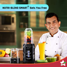 Load image into Gallery viewer, Nutri-blend SMART Automatic Mixer Grinder with Dual Pulse Function|22000 RPM|100% Full Copper Motor|2 Unbreakable Jars| 500 Watt| 2 Years Warranty| Recipe book by Chef Sanjeev Kapoor| Black