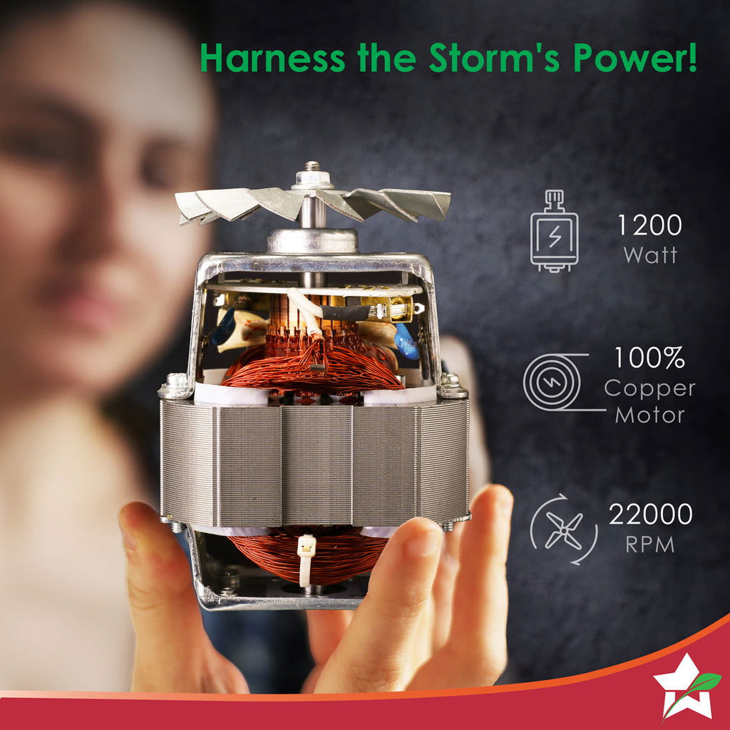 Nutri-blend Storm 1200W | 100% Copper Motor | Sharp 6-wing Stainless Steel Blade | Masalas, Chutney, Nuts, Crush Ice | 2 Jars | 22000 RPM | Sipper Attachment | 2 Year Warranty