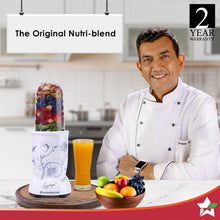 Load image into Gallery viewer, Nutri-blend, 400W, 22000 RPM 100% Full Copper Motor, Mixer-Grinder, Blender, SS Blades, 2 unbreakable Jars, 2 Years warranty, White, Recipe Book By Chef Sanjeev Kapoor