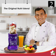 Load image into Gallery viewer, Nutri-blend, 500W, 22000 RPM 100% Full Copper Motor, Mixer-Grinder, Blender, SS Blades, 2 unbreakable Jars, 2 Years warranty, Purple, Recipe Book By Chef Sanjeev Kapoor