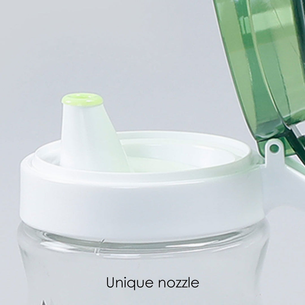 Oil Pourer Glass Bottle for Kitchen, Transparent Oil Pourer and Holder with Green Lid, Accurate Pouring without Wastage, 550ml