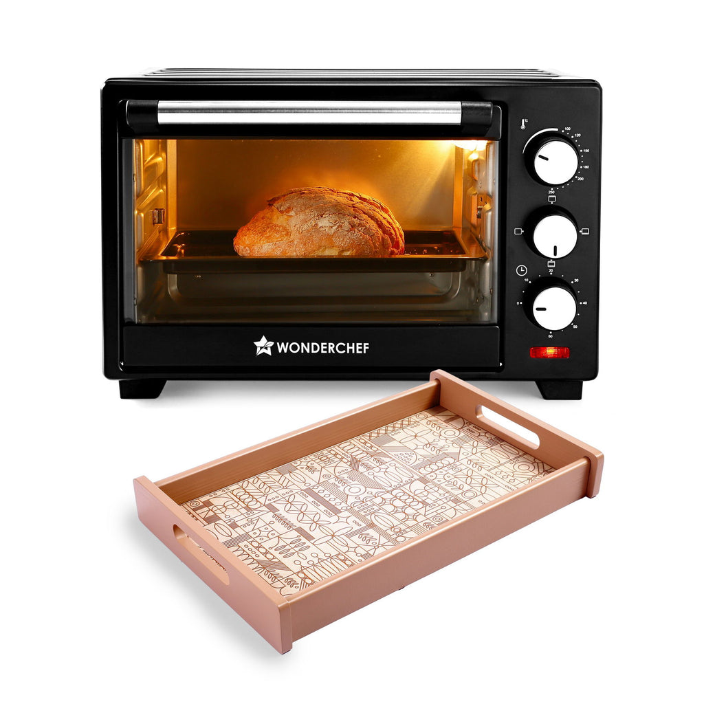 OTG & Wooden Tray Gift Combo | 19L OTG | Bake Breads and Cakes | Time Control upto 60 Mins | Temperature Control upto 250⁰ | Heat Resistant Window, Removable Crumb Tray | 2 Year Warranty