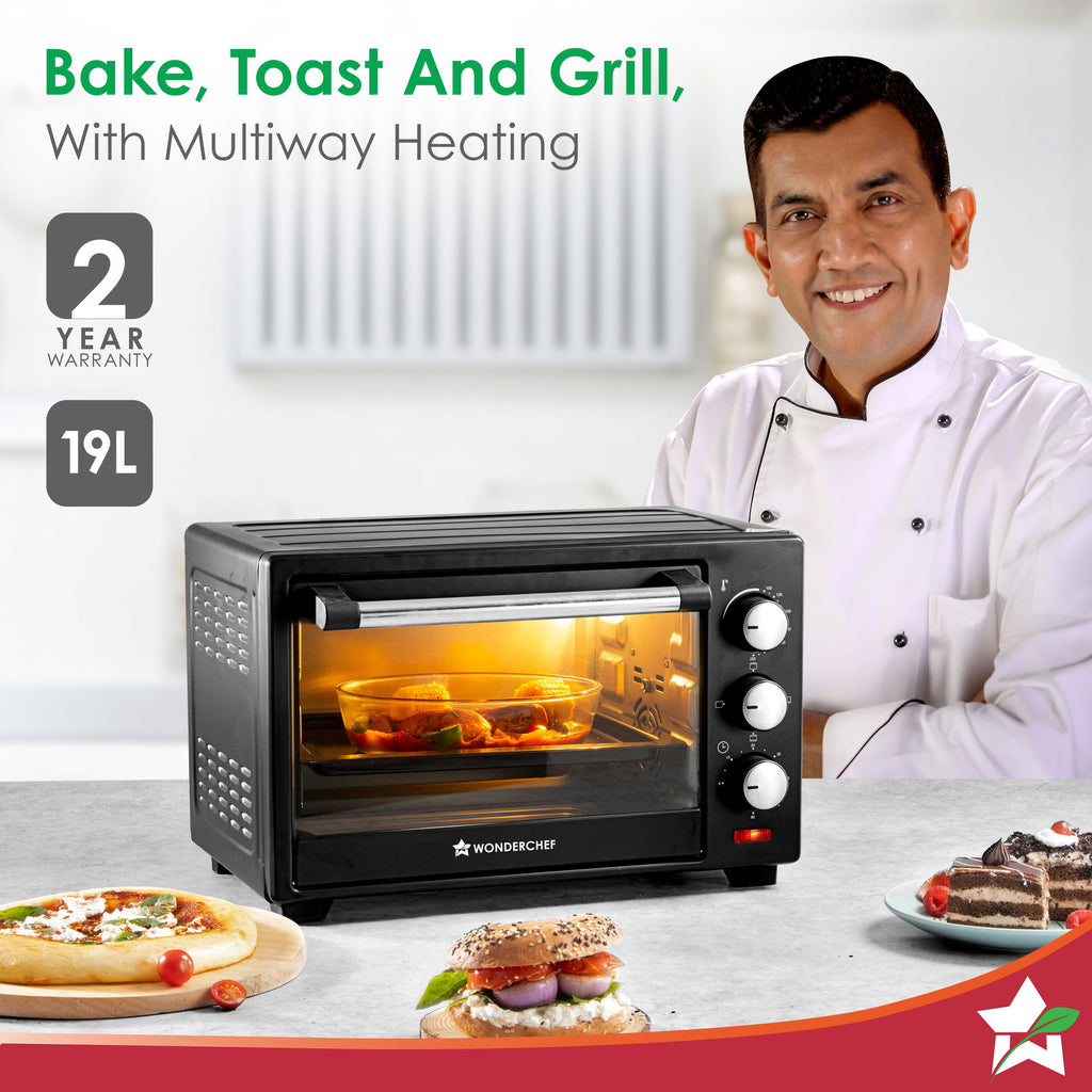 OTG & Wooden Tray Gift Combo | 19L OTG | Bake Breads and Cakes | Time Control upto 60 Mins | Temperature Control upto 250⁰ | Heat Resistant Window, Removable Crumb Tray | 2 Year Warranty