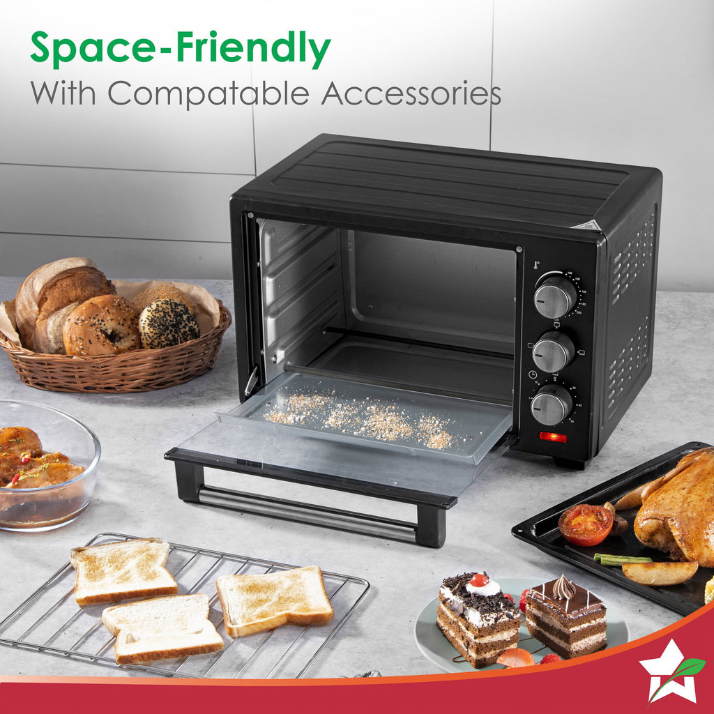 OTG & Wooden Tray Gift Combo | 19L OTG | Bake Breads and Cakes | Time Control upto 60 Mins | Temperature Control upto 250⁰ | Heat Resistant Window, Removable Crumb Tray | 2 Year Warranty