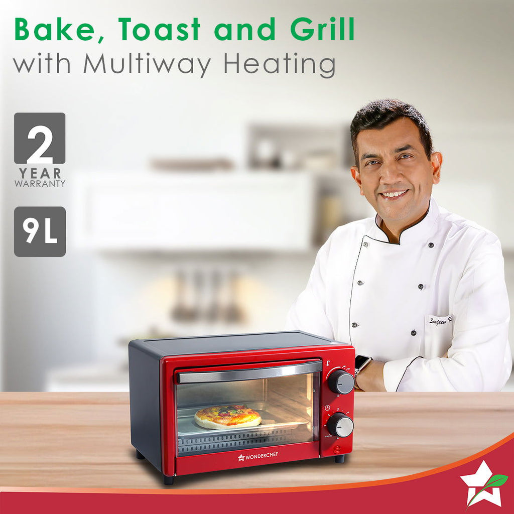 OTG & Wooden Tray Gift Combo | 9L OTG | Bake Breads and Cakes | Time Control upto 60 Mins | Temperature Control upto 250⁰ | Heat Resistant Window, Removable Crumb Tray | 2 Year Warranty