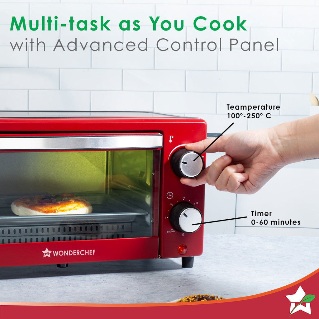 OTG & Wooden Tray Gift Combo | 9L OTG | Bake Breads and Cakes | Time Control upto 60 Mins | Temperature Control upto 250⁰ | Heat Resistant Window, Removable Crumb Tray | 2 Year Warranty