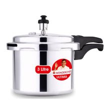 Load image into Gallery viewer, Outer Lid Ultima 3L Pressure Cooker, 3.25 mm Heavy Encapsulated Bottom, Bakelite Handles for Durability, Induction Friendly (Aluminium , Silver)