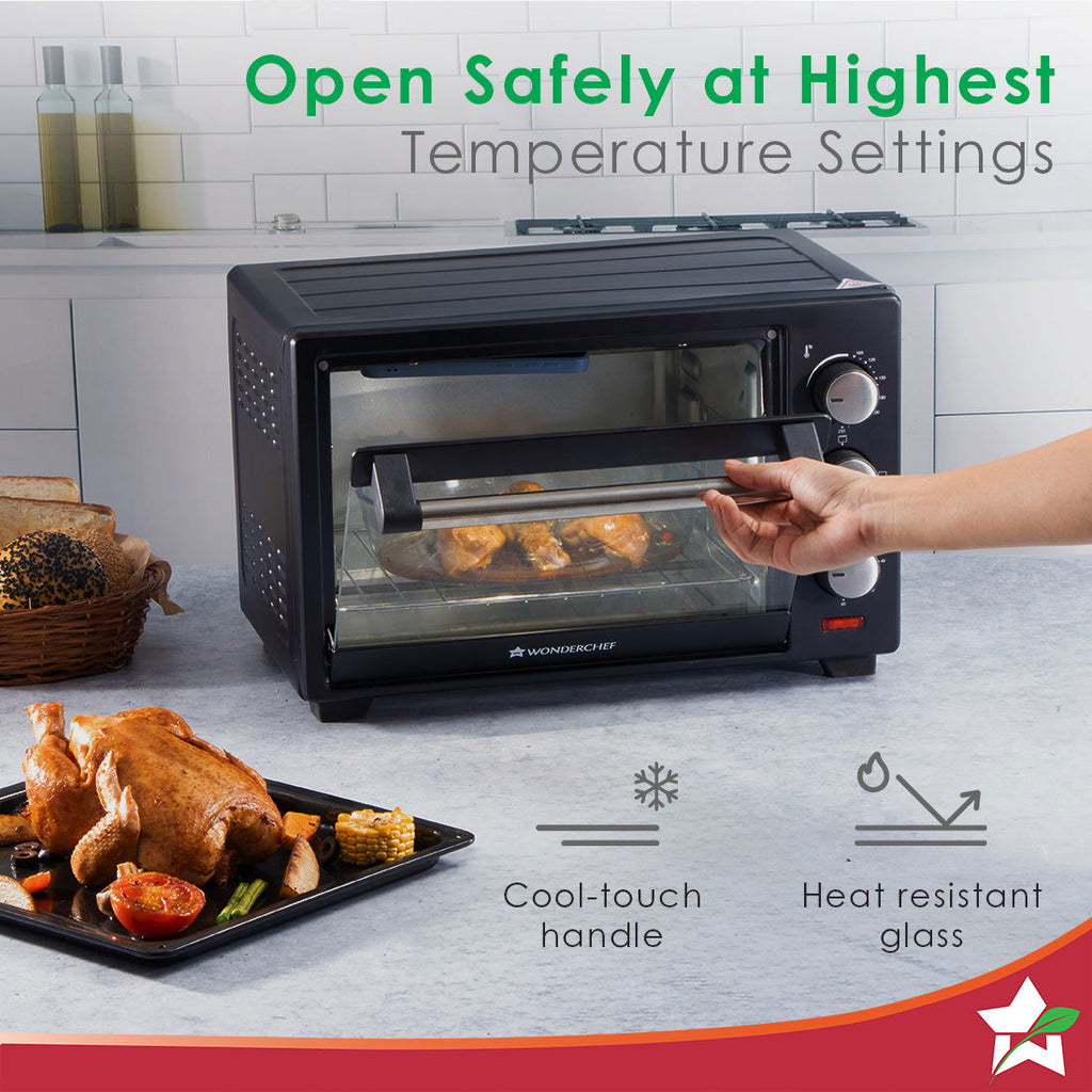 Oven Toaster Griller (OTG) - 19 Litres, Black - with Auto-shut off, Heat-Resistant Tempered Glass, Multi-Stage Heat Selection