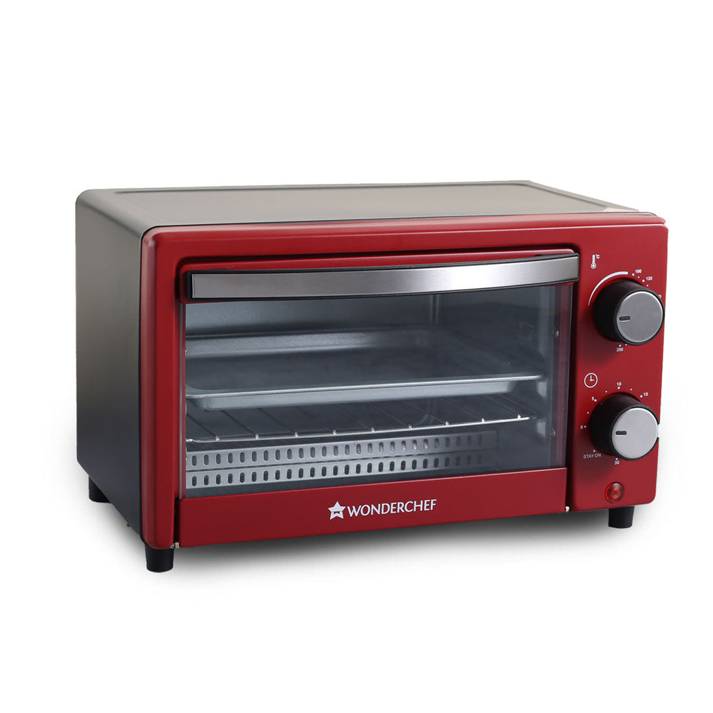 Oven Toaster Griller (OTG) Crimson Edge - 9 Litres - with Auto-shut Off, Heat-resistant Tempered Glass, Multi-stage Heat Selection, 2 Years Warranty, 650W, Red