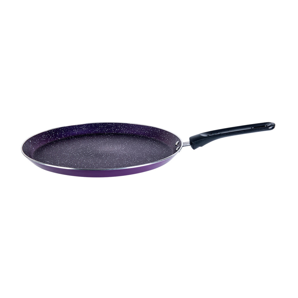 Platinum Non-stick Cookware Set, 4Pc (Wok with Lid, Fry Pan, Dosa Tawa), Cool Touch Bakelite Handles, Pure Grade Aluminium, PFOA free, Induction Friendly, 2.5 mm, 2 Years Warranty, Purple