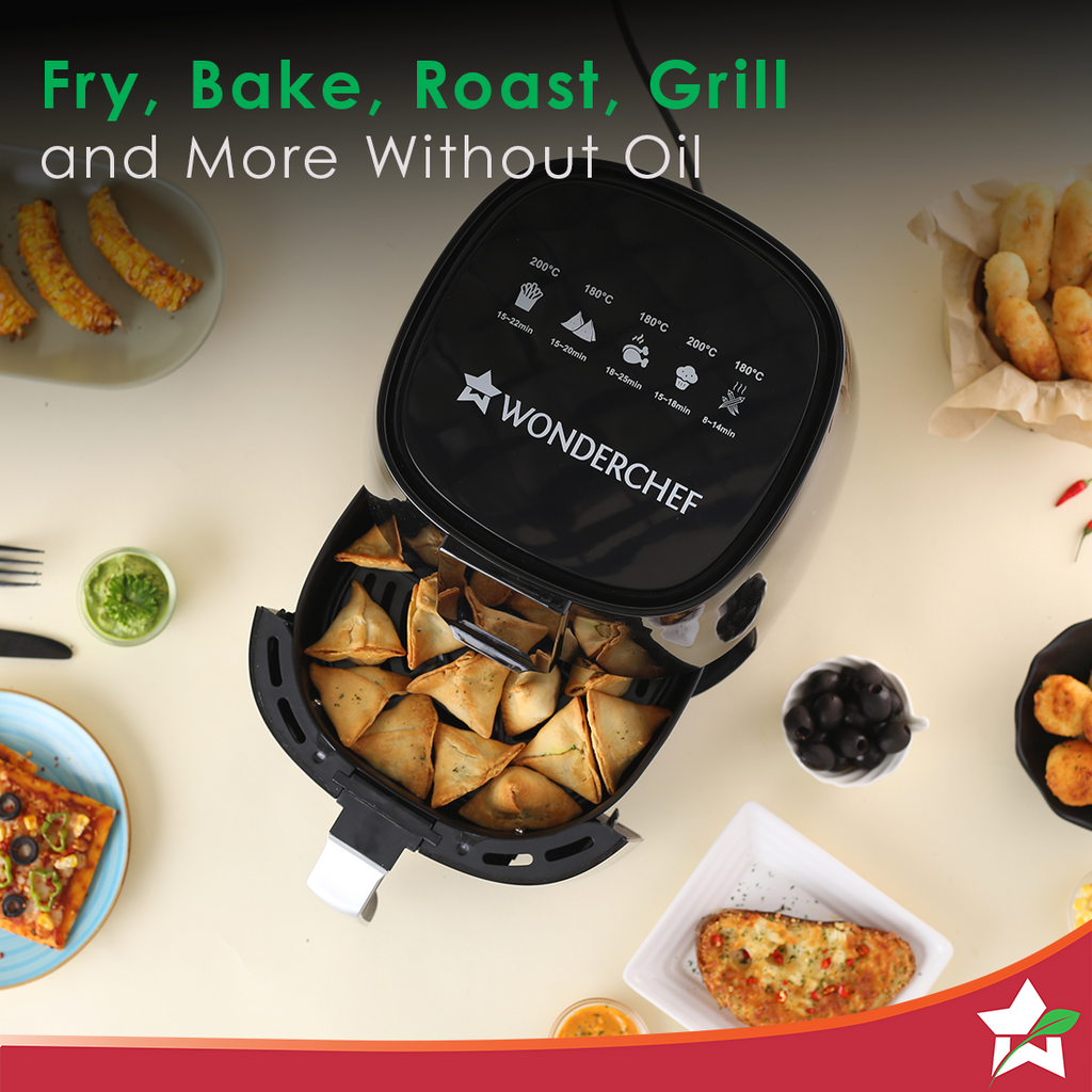 Prato Digital Air Fryer for Home and Kitchen with 5 Pre-set Menu|3.8 Litres Non-stick Basket| Fry, Grill, Bake & Roast| Rapid Air Technology| Auto Shut-Off| Healthy Cooking with 99% less Fat| Sleek & Compact| 1450 Wattage| Black|1 Year Warranty