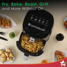 Load image into Gallery viewer, Prato Manual Air Fryer for Home and Kitchen with 5 Pre-set Menu|3.8 Litres Non-stick Basket| Fry, Grill, Bake &amp; Roast| Rapid Air Technology| Auto Shut-Off| Healthy Cooking with 99% less Fat| Sleek &amp; Compact| 1450 Wattage| Black| 1 Year Warranty