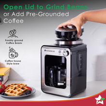 Load image into Gallery viewer, Regalia Bean-to-Cup Brew Coffee Maker with Coffee Bean Grinder | Freshly Ground Aromatic Coffee Powder | Brews 4 cups | Glass Carafe | Easy Control Dial | 2 Years Warranty | Steel