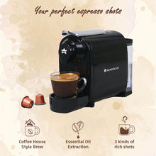 Load image into Gallery viewer, Regalia Capsule Coffee Machine with Frother | Perfect Coffee Base | Compatible with Starbucks and Coffeeza Capsules | 3 Coffee Shot options - Ristretto, Espresso, Lungo | Patented Capsule Ejection System | 1400W | 2 Year Warranty