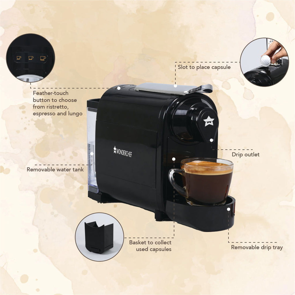 Regalia Capsule Coffee Machine with Frother | Perfect Coffee Base | Compatible with Starbucks and Coffeeza Capsules | 3 Coffee Shot options - Ristretto, Espresso, Lungo | Patented Capsule Ejection System | 1400W | 2 Year Warranty