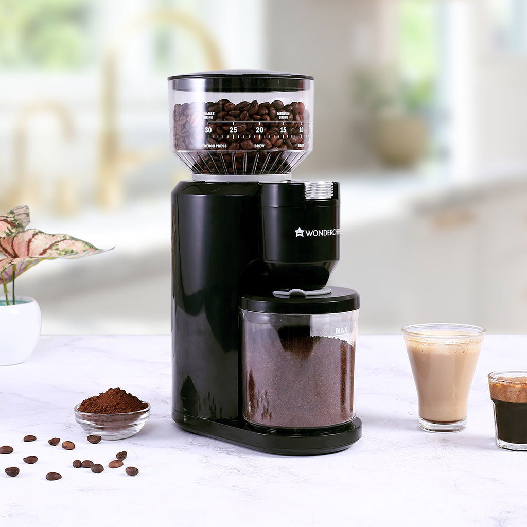 Regalia Electric Coffee Grinder | Burr Grinder | 31 Grinding Settings | Set Variable Coffee Texture, Fine, Medium, Coarse | Grind Beans for Espresso, Lungo, Americano, Cappuccino, Brew, French Press | Perfect Gifting Option | 2 Year Warranty