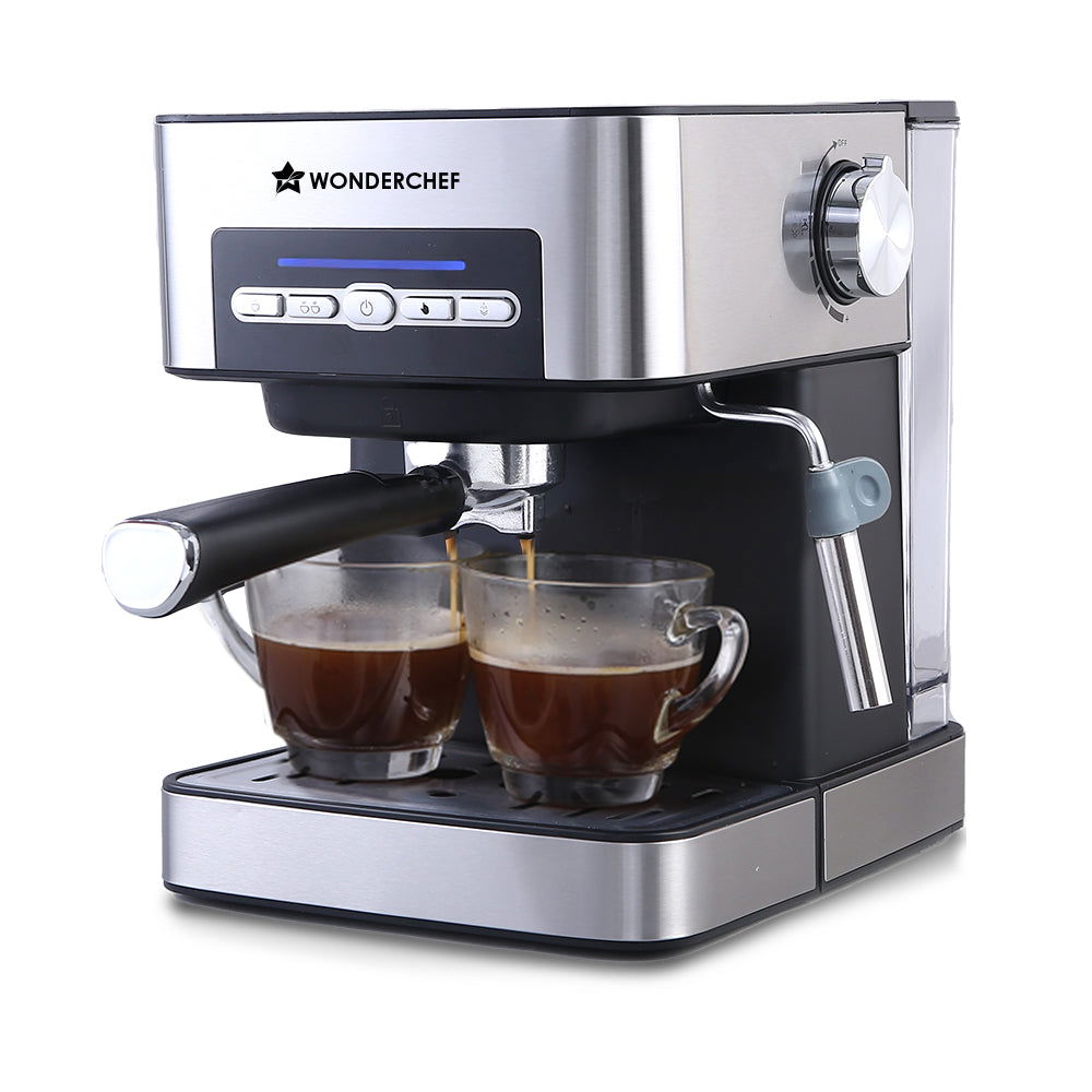 Regalia Espresso Coffee Maker 20 Bar | Ideal for Espresso, Cappuccino, Latté, Macchiato or Ristretto at Home | with Steamer Spout for Cappuccino & Latte | Professional Style Coffee | Works with Coffee Powder | 2 Years Warranty | Steel