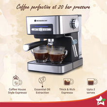 Load image into Gallery viewer, Regalia Espresso Coffee Maker 20 Bar | Built in Milk Frother | Ideal for Espresso, Cappuccino, Latté, Macchiato or Ristretto at Home | Professional Style Coffee | Works with Coffee Powder | 2 Years Warranty | Steel