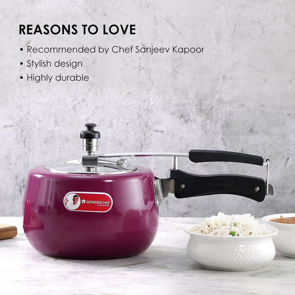 Regalia Induction Base 3L Pressure Cooker with Inner Lid, 2 Years Warranty, Purple