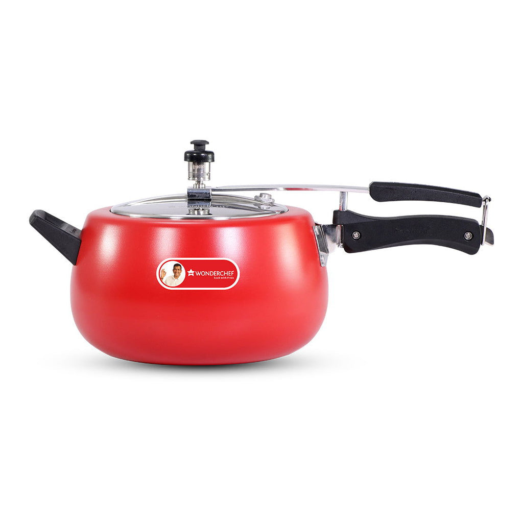 Regalia Induction Base 5L Pressure Cooker with Inner Lid, 2 Years Warranty, Red