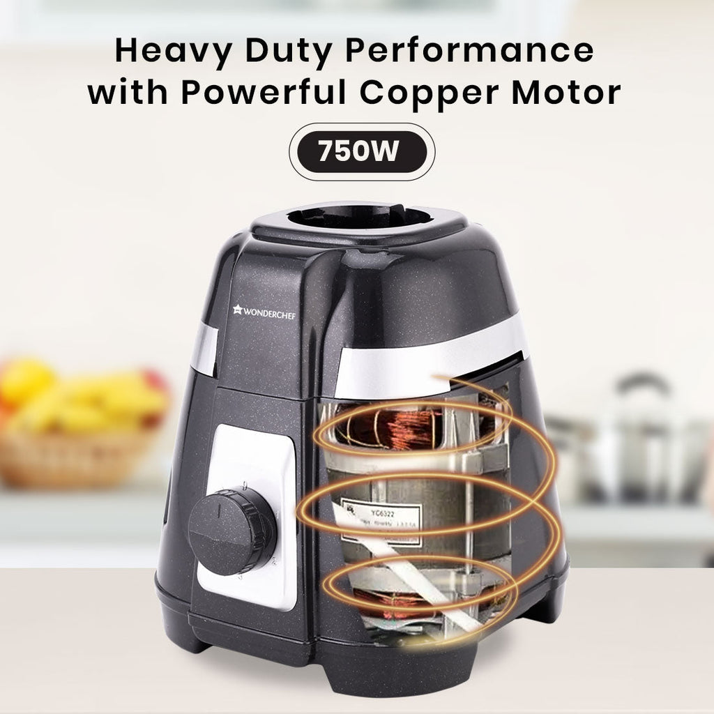 Regalia Mixer Grinder 750W, 230V~50Hz, 3 Stainless Steel Jars, Black, 5 Years Warranty