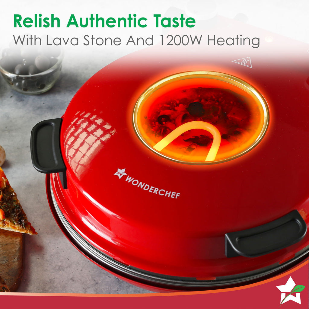 Regalia Pizza Maker | 1200W | Crispy Pizzas in 5 Minutes | Wood Fried Pizzas Like Taste | Lava Stone Base for Golden Crust | 12-Inch Diameter | Easy to Clean | 2 Year Warranty