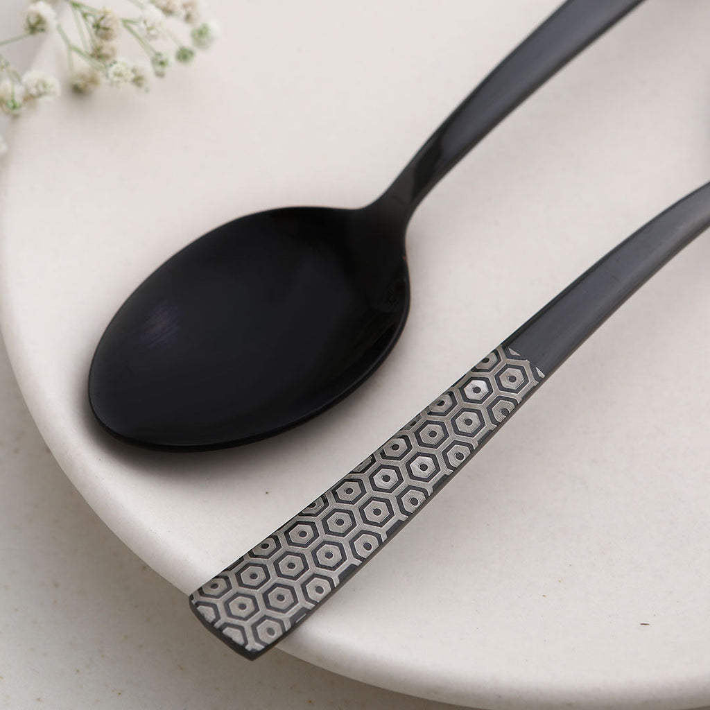 Roma Dinner Spoon - Black - Set of 6pcs