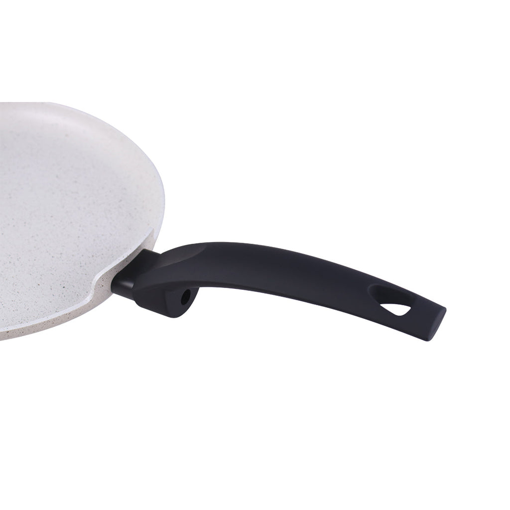 Romano Warm White Non-Stick Dosa Tawa, Induction Bottom, Soft Touch Handle, Pure Grade Aluminium - 24cm, 3mm, 2 Years Warranty, Black