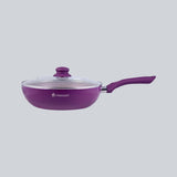 Royal Velvet 24 cm Aluminium Non-stick Wok With Lid, 2.7 L, Purple