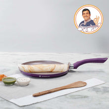 Load image into Gallery viewer, Royal Velvet 24 cm Non-Stick Dosa Tawa | Induction Bottom | Soft-Touch Handle | Virgin Grade Aluminium | PFOA and Heavy Metals Free | 3 mm | Non-Stick Tawa | 2 Years Warranty | Purple