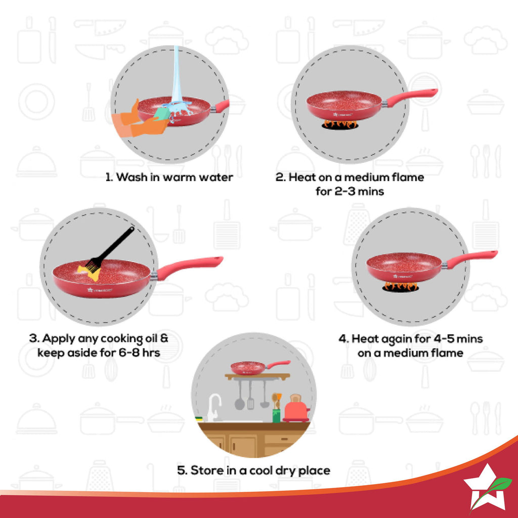 Royal Velvet 24 cm Non-Stick Fry Pan | Induction Bottom | Soft-Touch Handle | Virgin Grade Aluminium | PFOA & Heavy Metals Free | 3 mm | 1.8 litres | 2 Years Warranty | Red