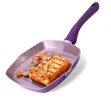 Royal Velvet 24cm Grill Pan | Soft-touch handles |Non – Toxic I Virgin Aluminium| 3 mm thick | 2 year warranty | Purple