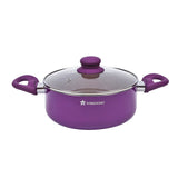 Royal Velvet Non-stick 20 cm Aluminium Casserole with Lid | 2.5 Litres | Purple | 2 Years Warranty