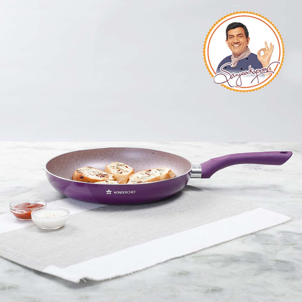 Wonderchef Renewed Royal Velvet Non-Stick 26cm Fry Pan | Induction Bottom | Soft-Touch Handle | Virgin Grade Aluminium | PFOA & Heavy Metals Free | 3mm thick | 2.1 litres | 1 Year Warranty