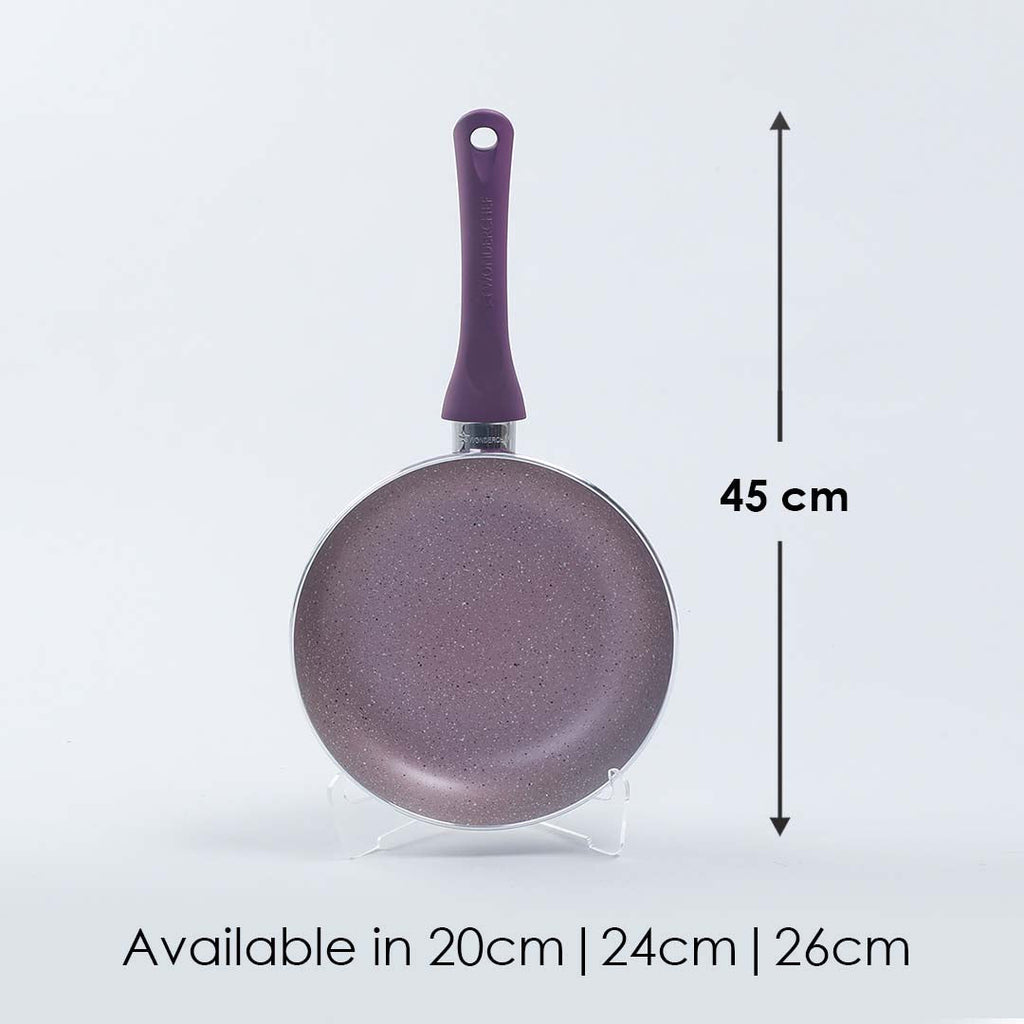 Wonderchef Renewed Royal Velvet Non-Stick 26cm Fry Pan | Induction Bottom | Soft-Touch Handle | Virgin Grade Aluminium | PFOA & Heavy Metals Free | 3mm thick | 2.1 litres | 1 Year Warranty