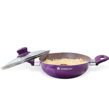 Load image into Gallery viewer, Royal Velvet Non-stick 26cm Kadhai with Lid and Handles | Glass Lid | Induction Ready | Soft-touch handles |Non – Toxic I Virgin Aluminium| 3 mm thick | 2 year warranty | Purple