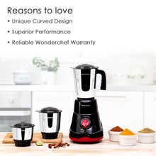 Load image into Gallery viewer, Wonderchef Renewed Ruby Mixer Grinder With 3 Stainless Steel Jars | 550W | Anti-Rust Blades | Ergonomic Handles