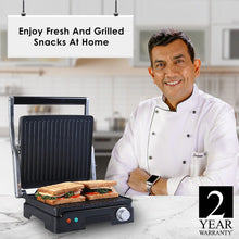 Load image into Gallery viewer, Sanjeev Kapoor Tandoor Family Size Plus| Electric Contact Grill &amp; Sandwich Maker| 1800 Watt| Non-stick Grooves Healthy cooking | Super fast heating | 2 Year Warranty| Black &amp; Silver