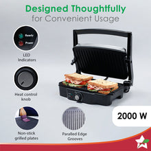 Load image into Gallery viewer, Sanjeev Kapoor Tandoor| Electric Contact Grill &amp; Sandwich Maker |3-in-1 Appliance|1500 Watt|180 Degree Grilling|Cool Touch Handle|Auto Shut Off|LED Indicator|2 Year Warranty|Black &amp; Silver