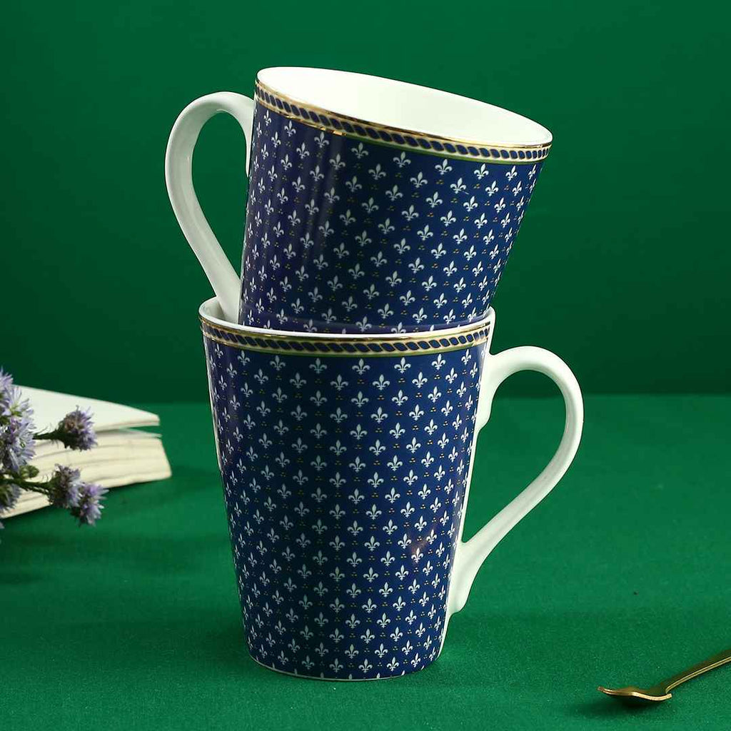 Sicilia Fine Bone China Coffee Mug - Royal Blue - Set of 2 Pcs