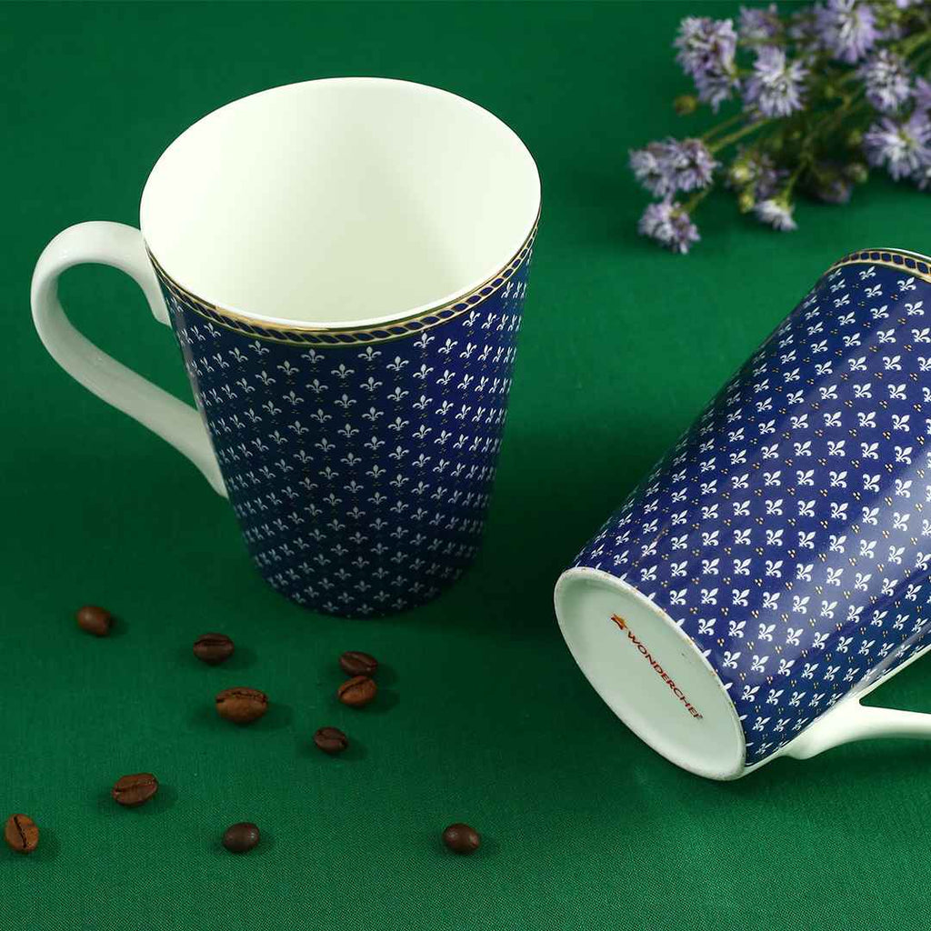 Sicilia Fine Bone China Coffee Mug - Royal Blue - Set of 2 Pcs