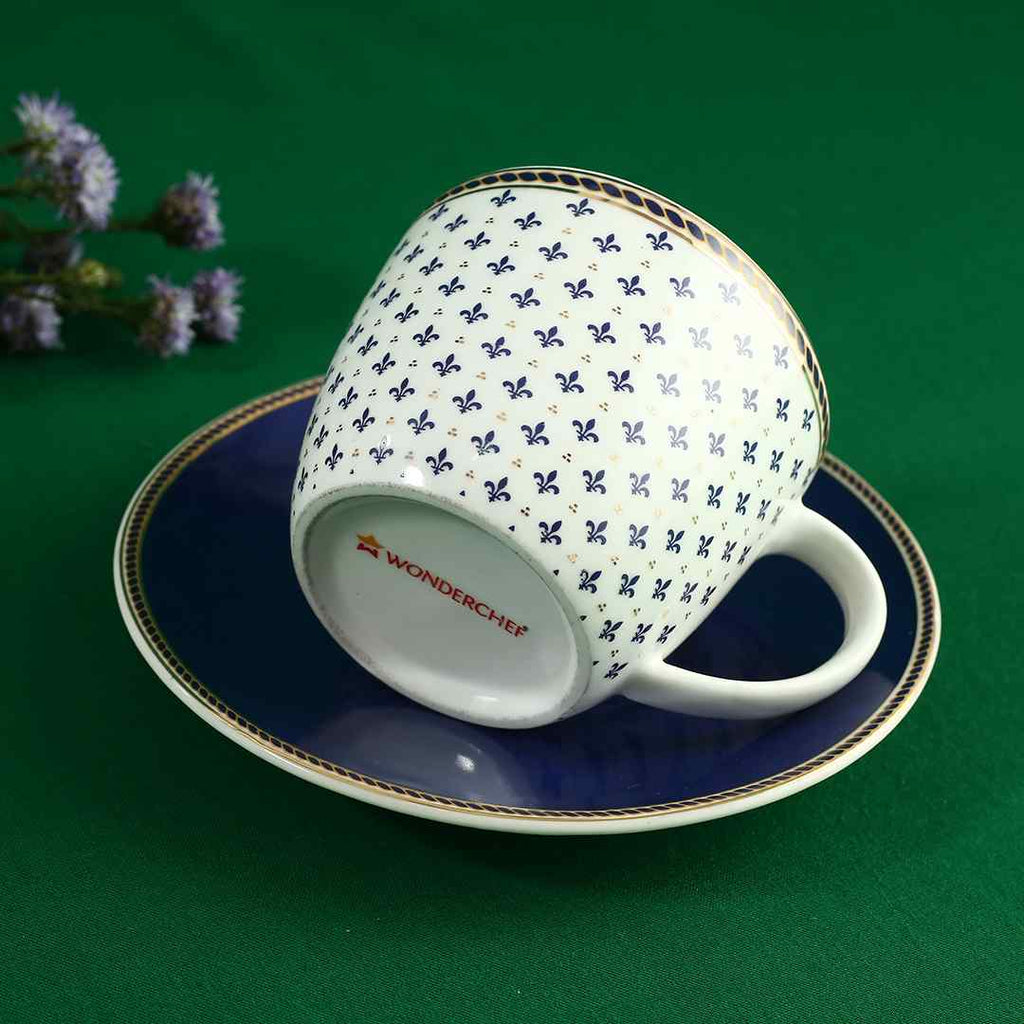 Sicilia Fine Bone China Cup & Saucer Set - Royal Blue - Set of 2 Pcs