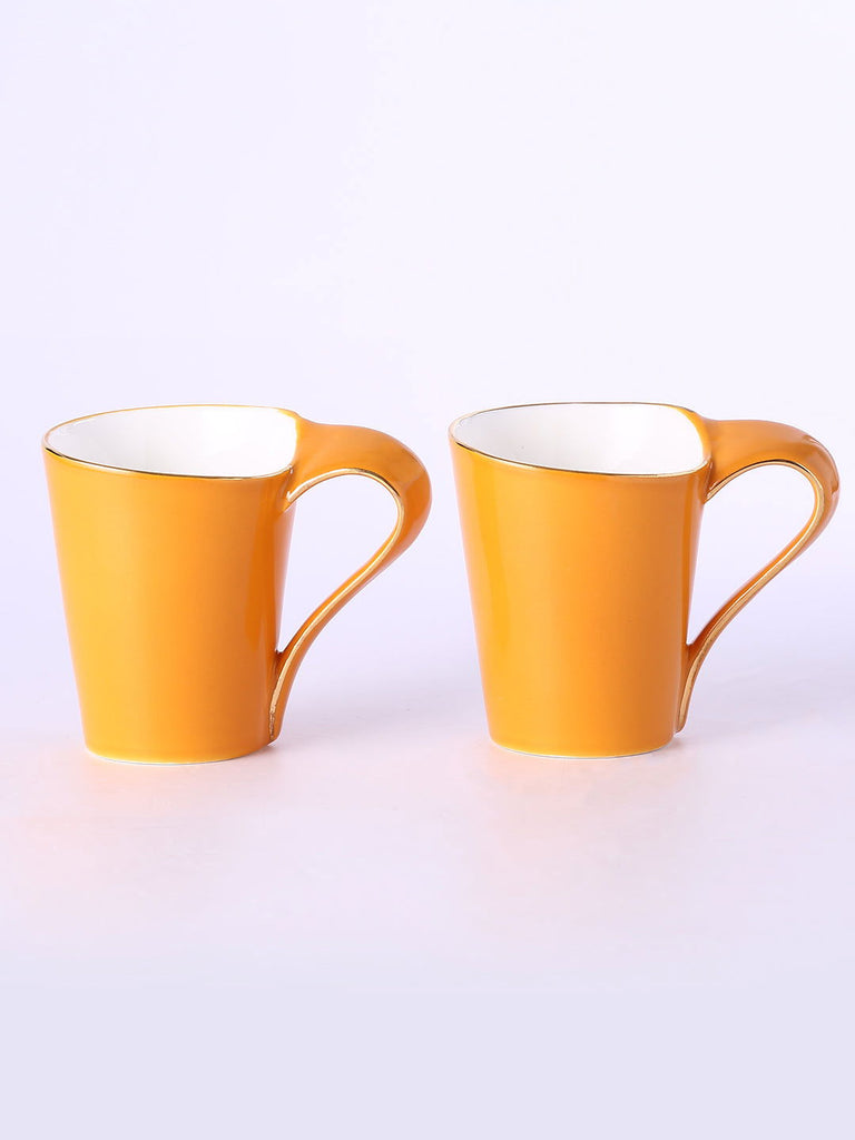 Sicilia Solid Yellow Mugs 190 ml Set of 2